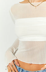 Embry White Long Sleeve Knit Top Image