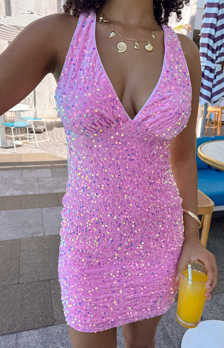 Franco Pink Sequin Mini Dress Image