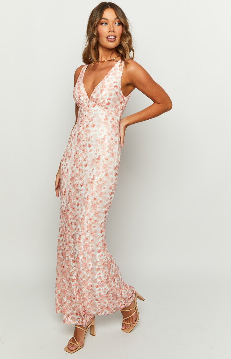 Farida Peach Lace Maxi Dress – Beginning Boutique