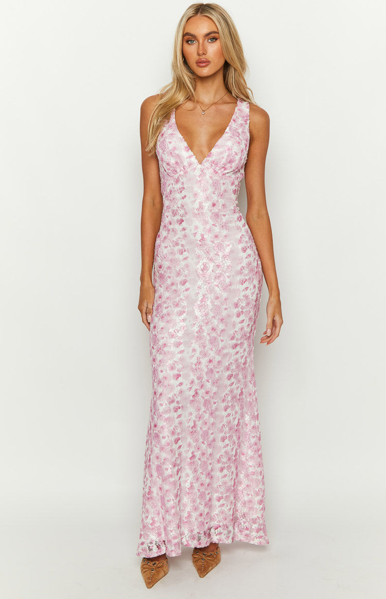 Farida Pink Lace Maxi Dress – Beginning Boutique