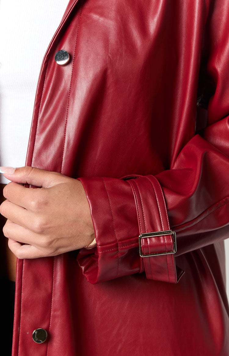 Finn Red PU Trench Coat Image