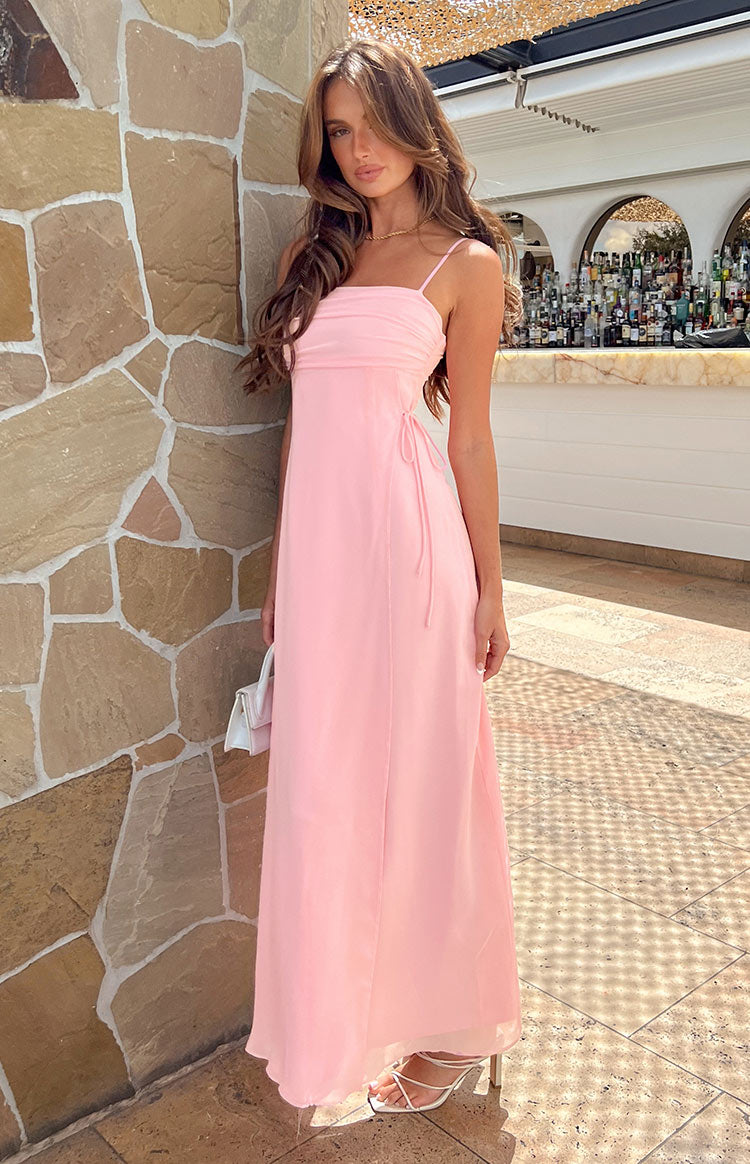 Shop Formal Dress - Flossie Pink Maxi Sleeveless Dress fourth image