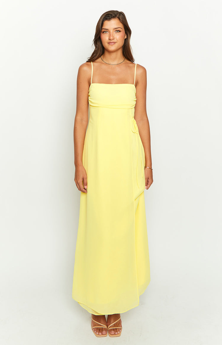 Shop Formal Dress - Flossie Yellow Maxi Sleeveless Dress sixth image
