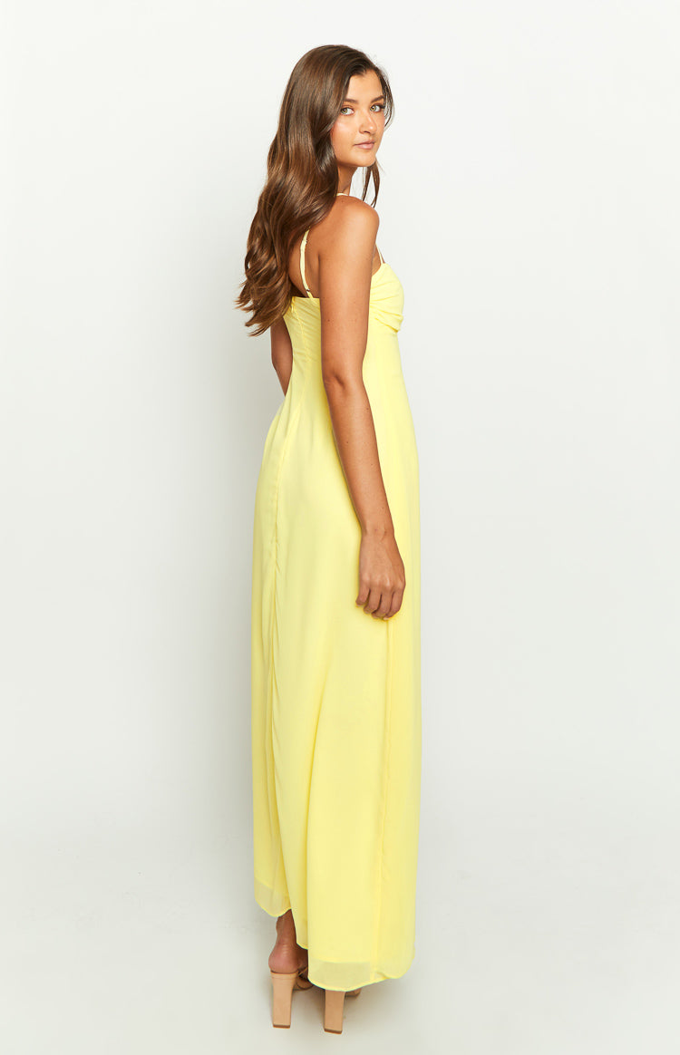 Shop Formal Dress - Flossie Yellow Maxi Sleeveless Dress third image