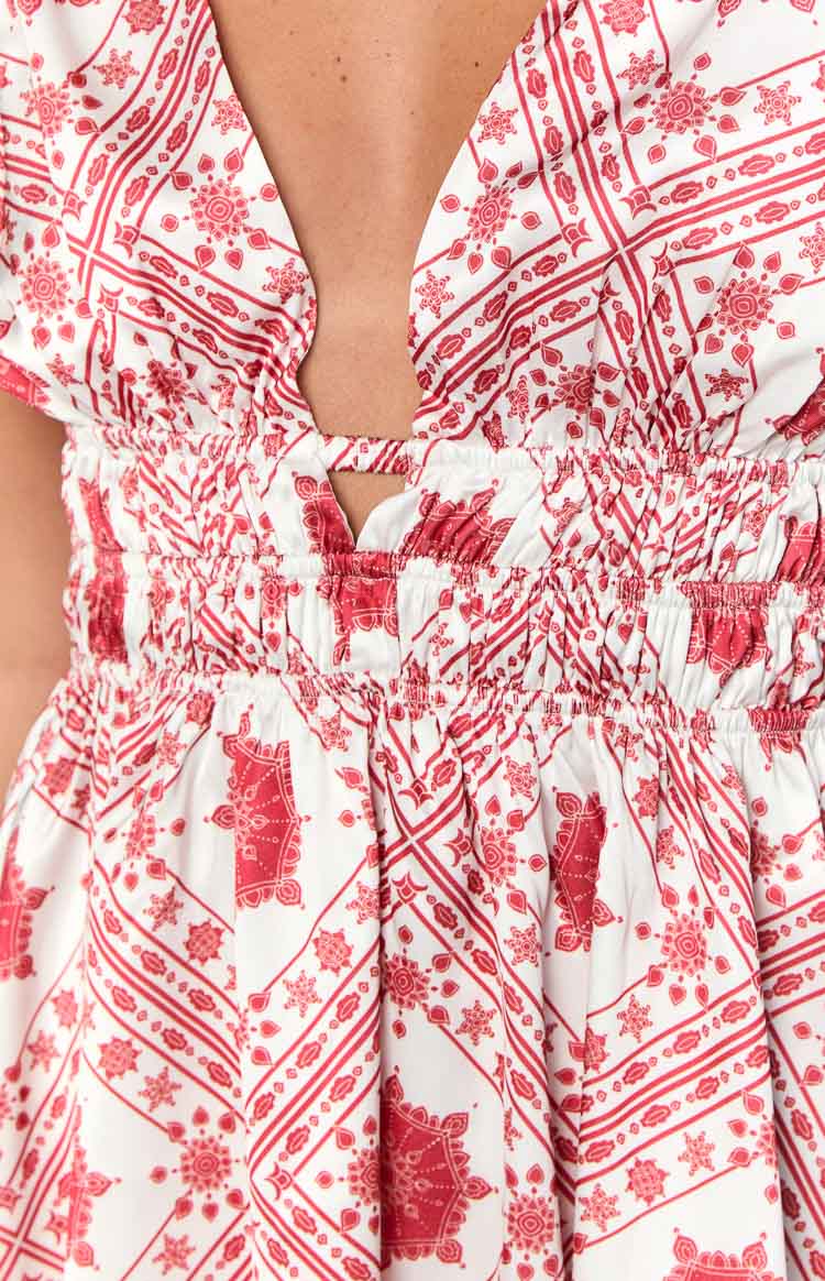 Genovia Red Tile Print Mini Dress Image