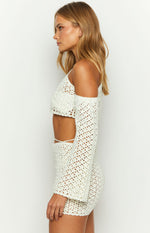 Hadie White Crochet Off Shoulder Top Image