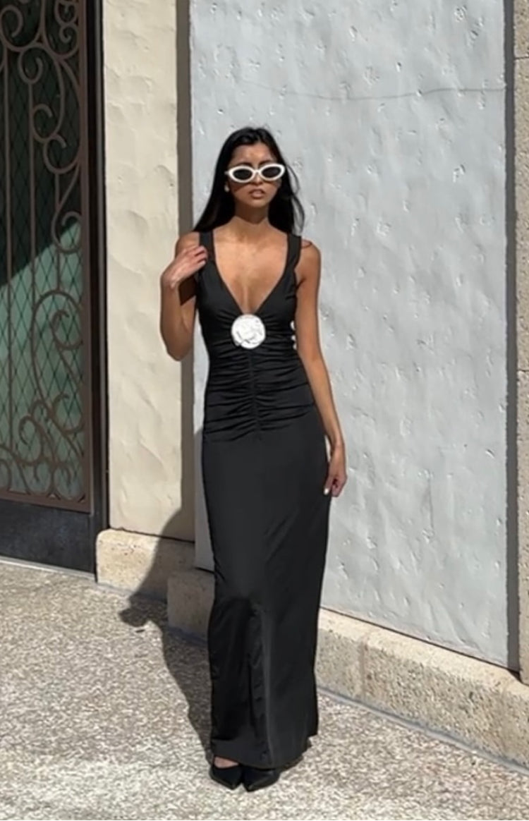 Harlow Black V-Neck Maxi Dress Image