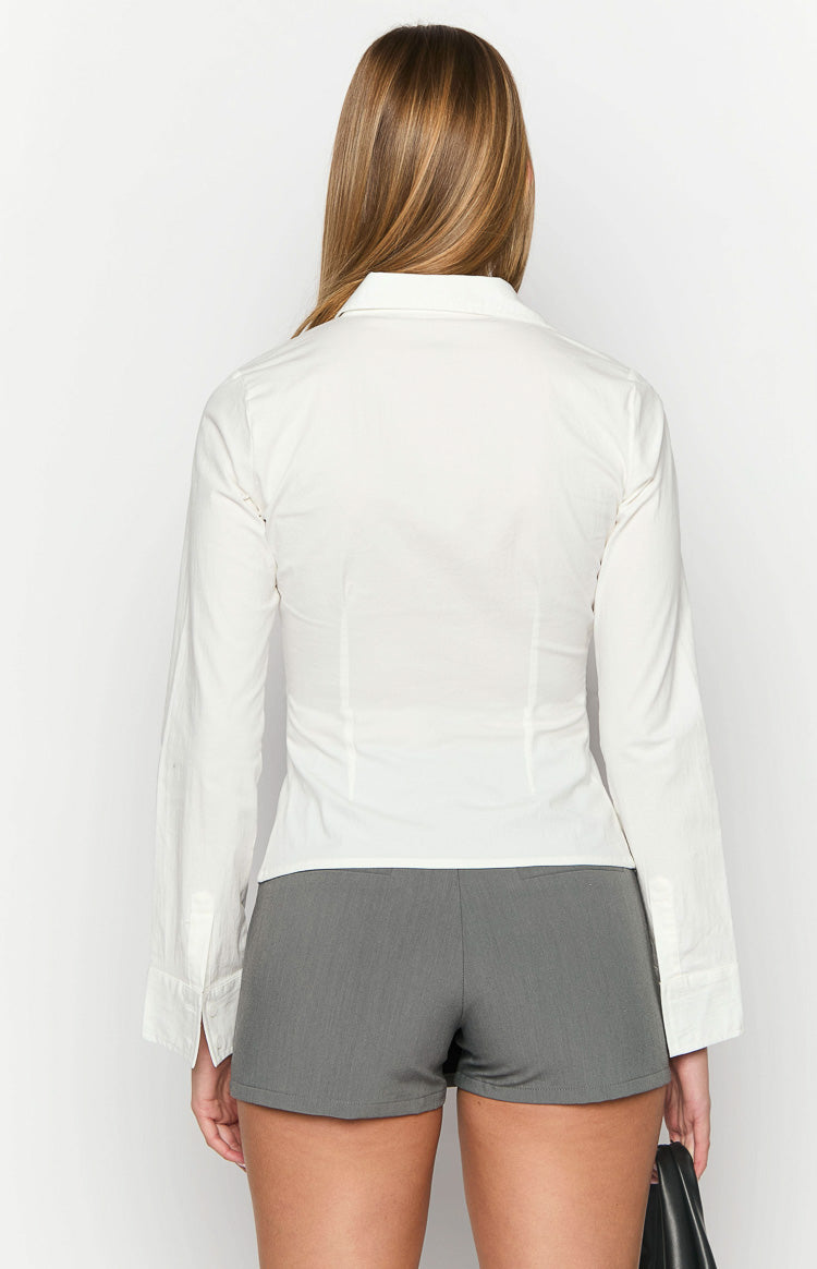 Helen White Fitted Long Sleeve Shirt Image