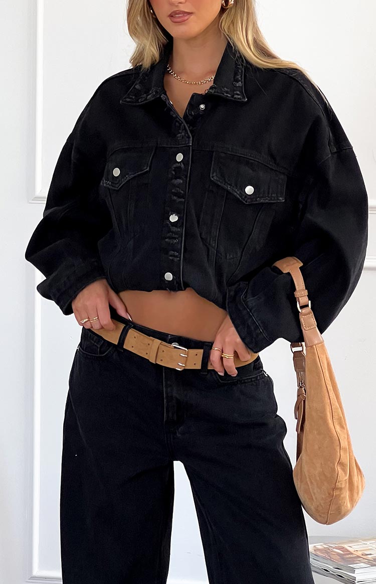Hugo Black Oversized Denim Jacket Image
