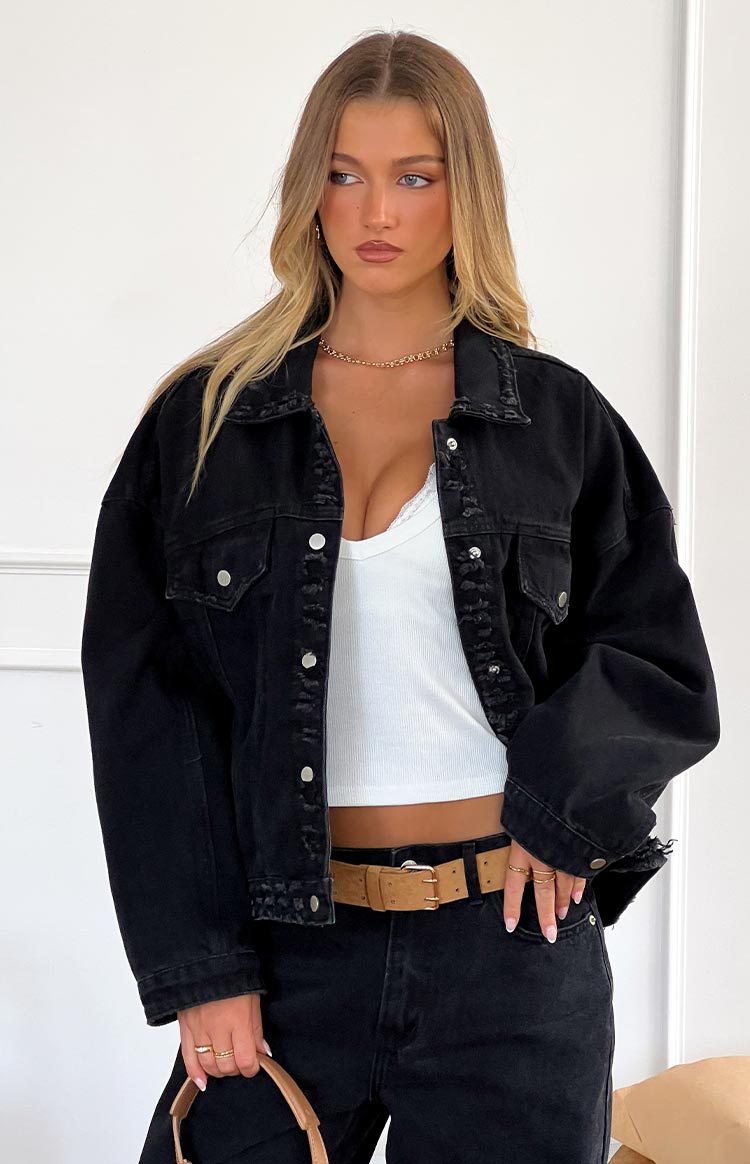 Hugo Black Oversized Denim Jacket Image