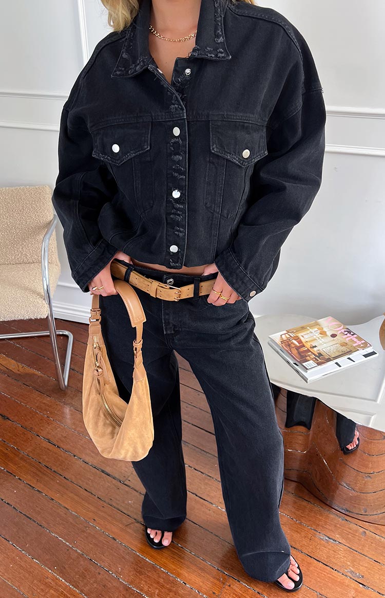 Hugo Black Oversized Denim Jacket Image