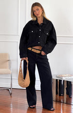 Hugo Black Oversized Denim Jacket Image