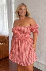 I'm Yours Red Gingham Mini Dress Image
