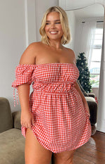 I'm Yours Red Gingham Mini Dress Image