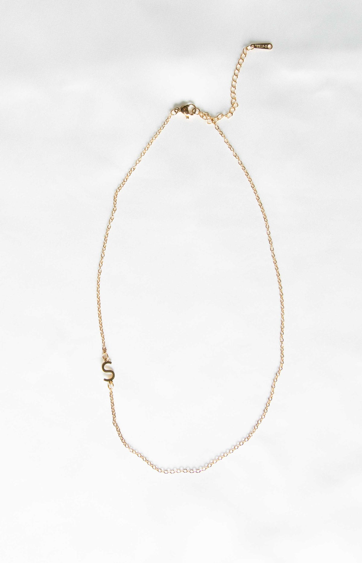 Icy Elegance Gold Stainless Steel Initial Necklace Image