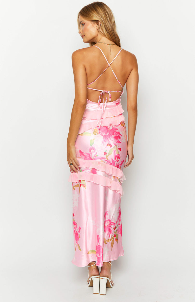 Collective Dress - Inara Pink Floral Print Ruffle Maxi Dress third image