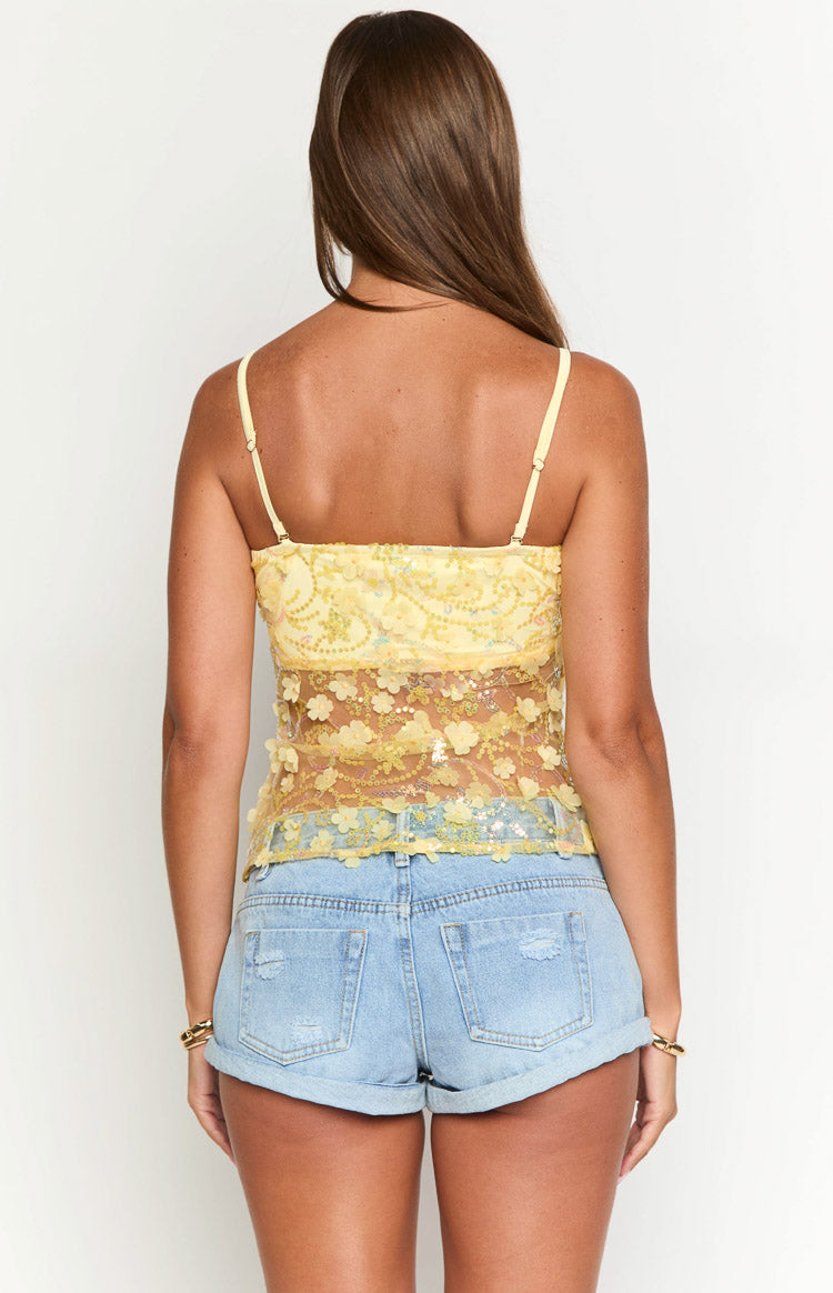 Isabella Yellow Sequin Strapless Top Image