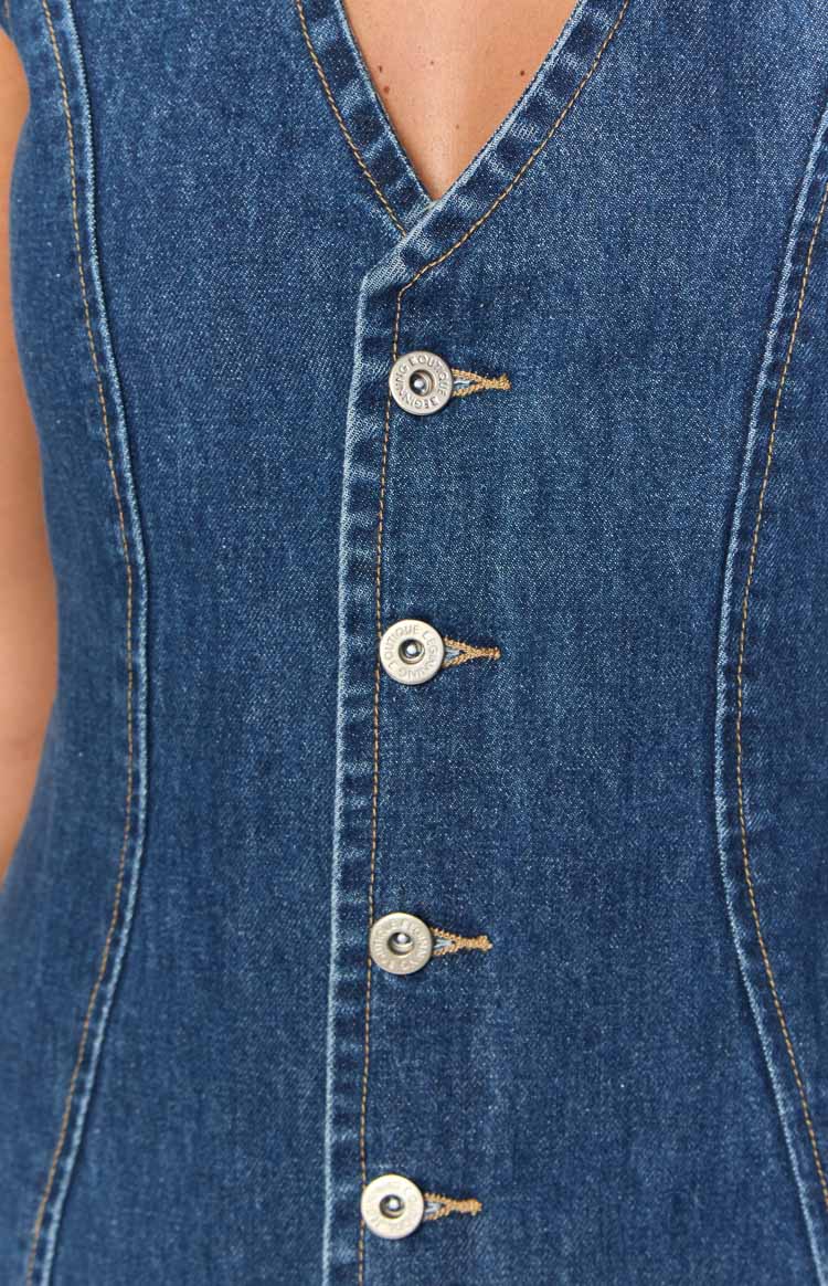 Isla Dark Wash Denim Mini Dress Image