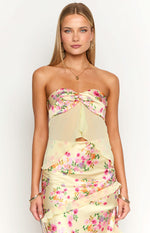 Jacqulin Yellow Bloom Strapless Top Image