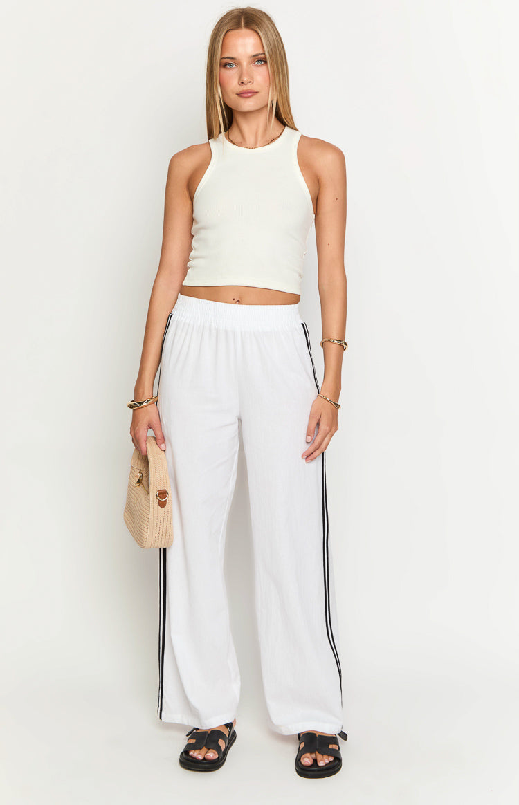 Jenner White Linen Blend Pants Image