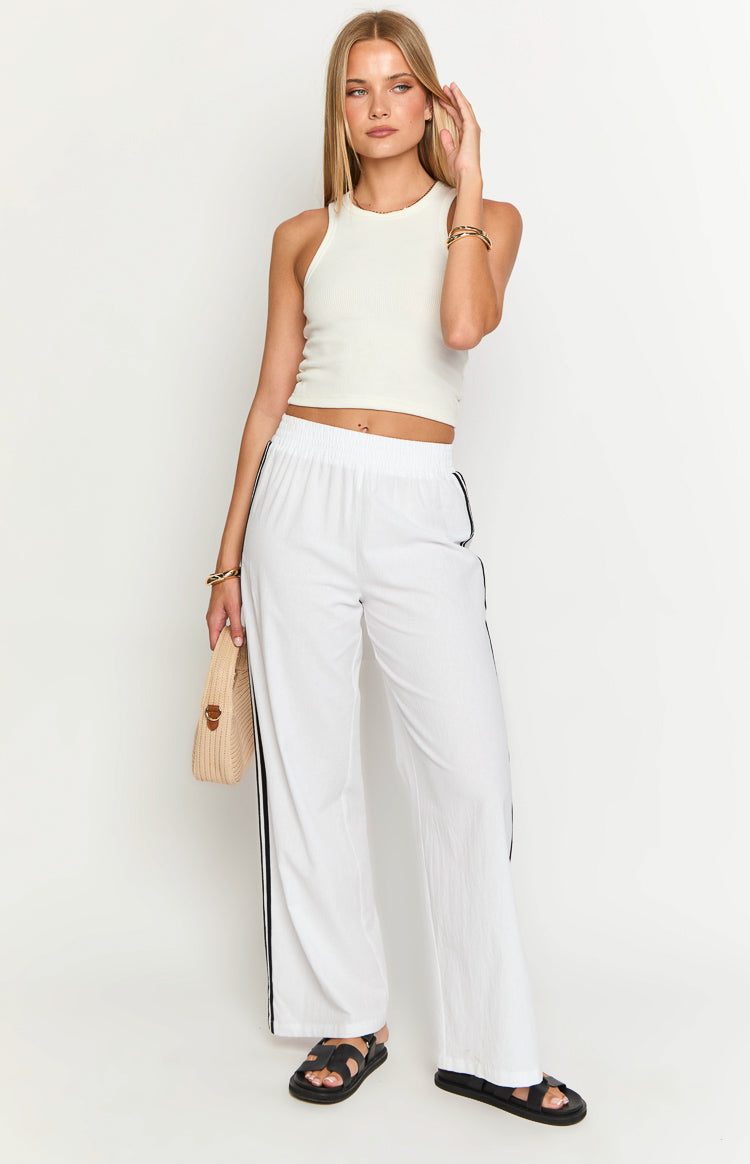 Jenner White Linen Blend Pants Image