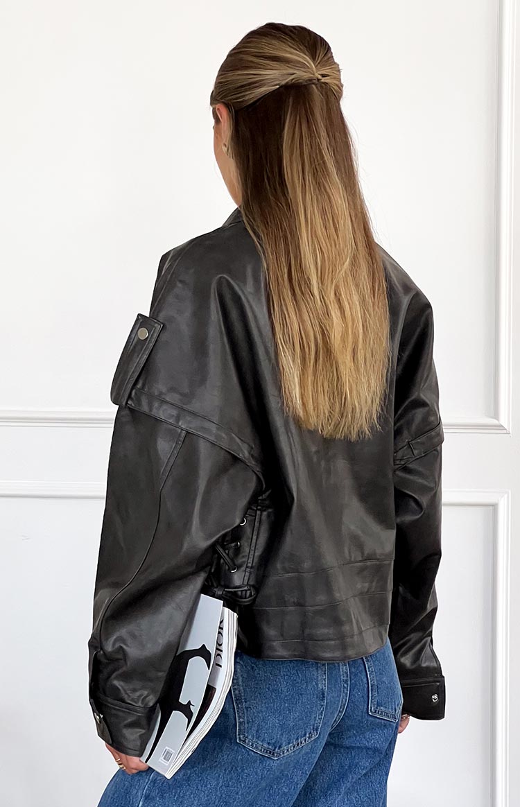 Jessica Anne PU Washed Black Jacket Image