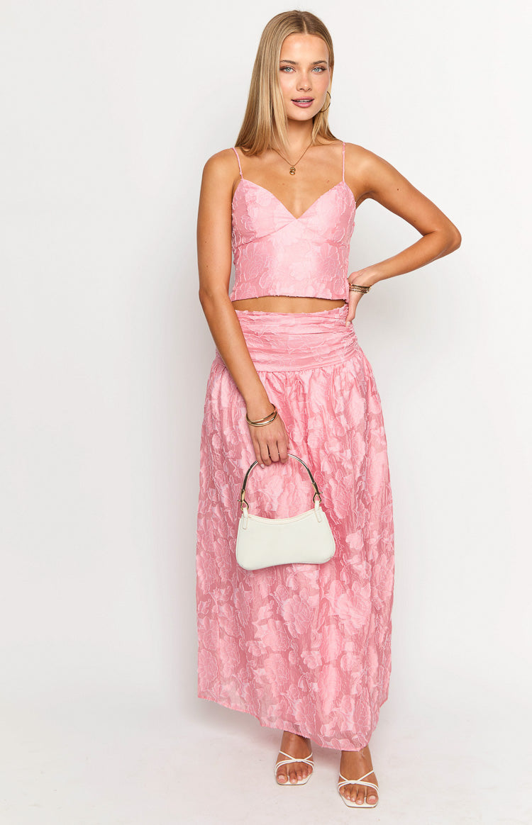 Jewel Pink Floral Maxi Skirt Image