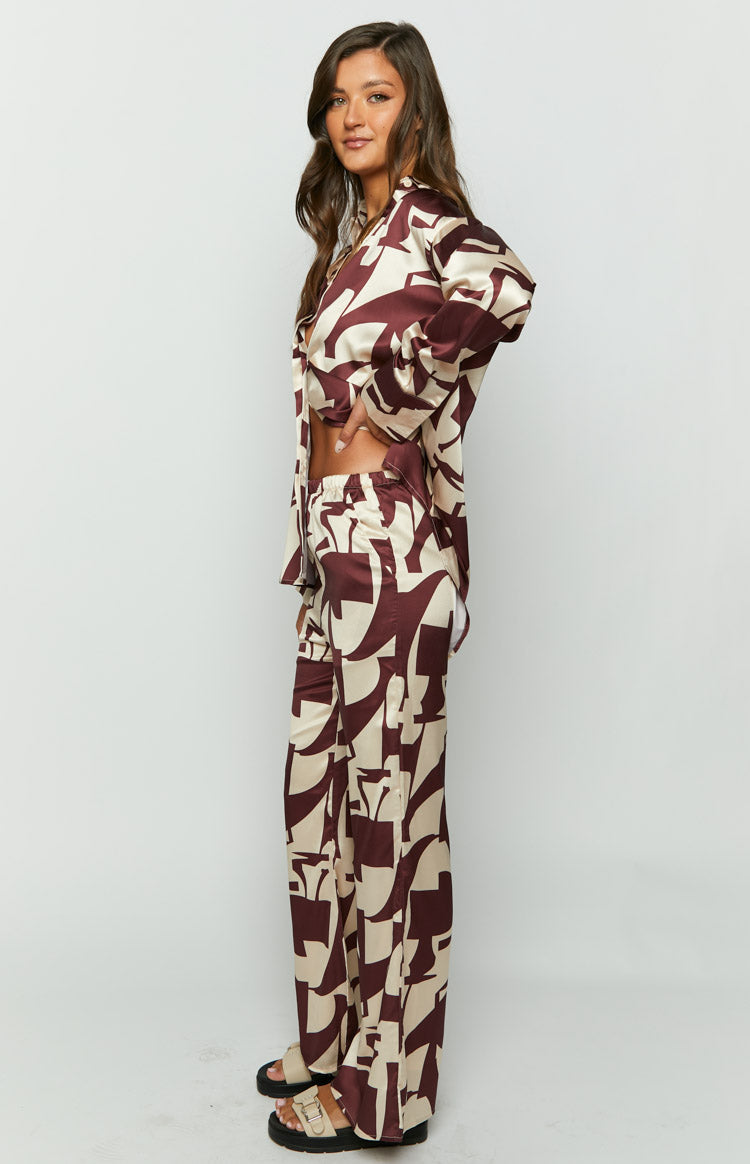 Journee Brown Print Pants Image