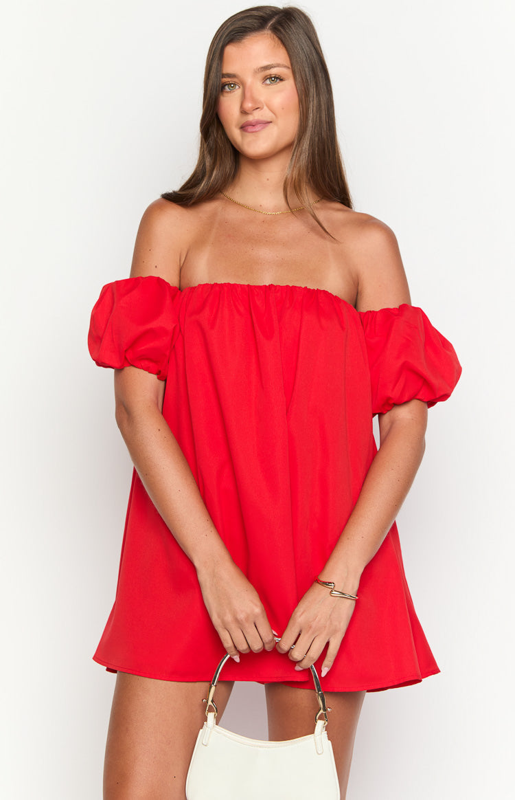 Jozette Red Off The Shoulder Mini Dress Image