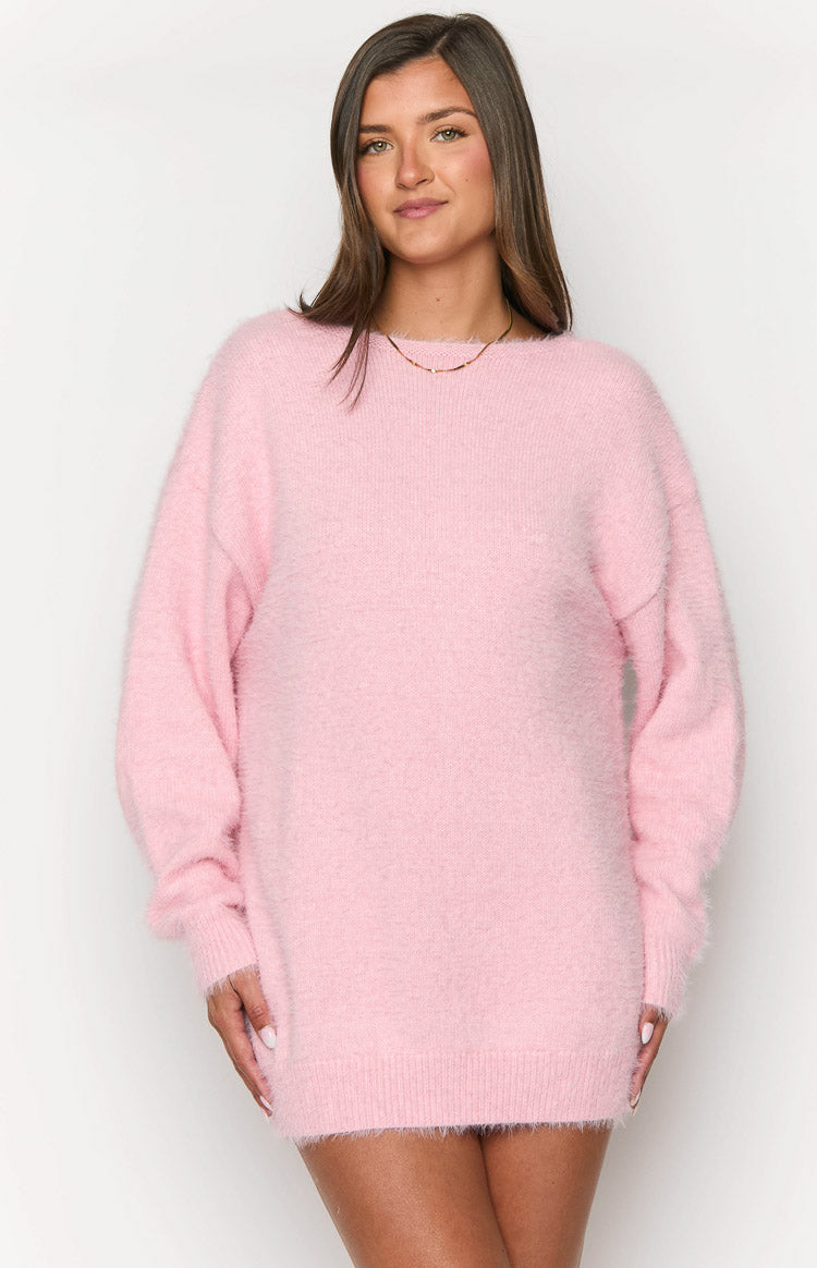 Kleine Pink Long Sleeve Knit Mini Dress Image