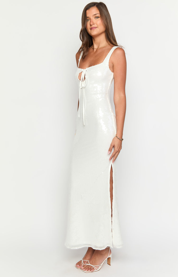 Kruze White Sequin Maxi Dress Image