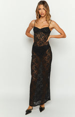 Kama Black Lace Maxi Dress Image