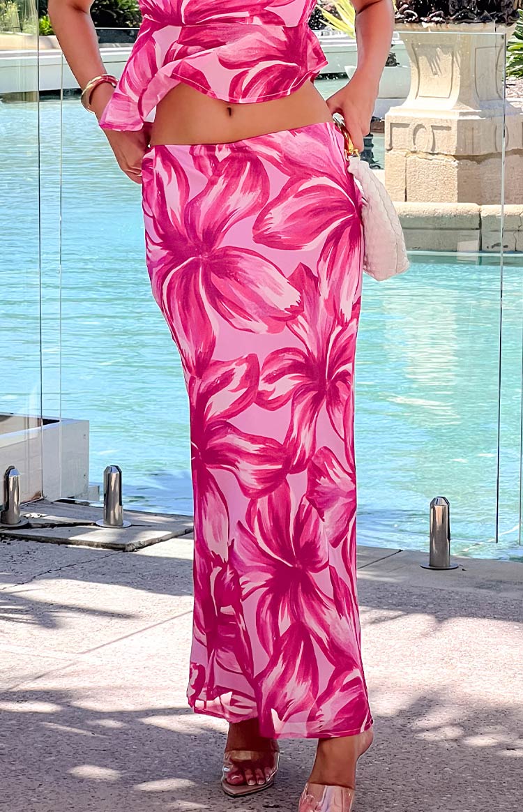 Karla Pink Floral Maxi Skirt Image