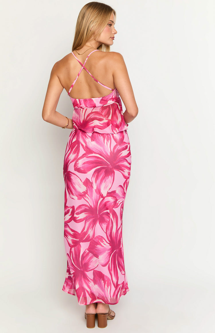 Karla Pink Floral Maxi Skirt Image