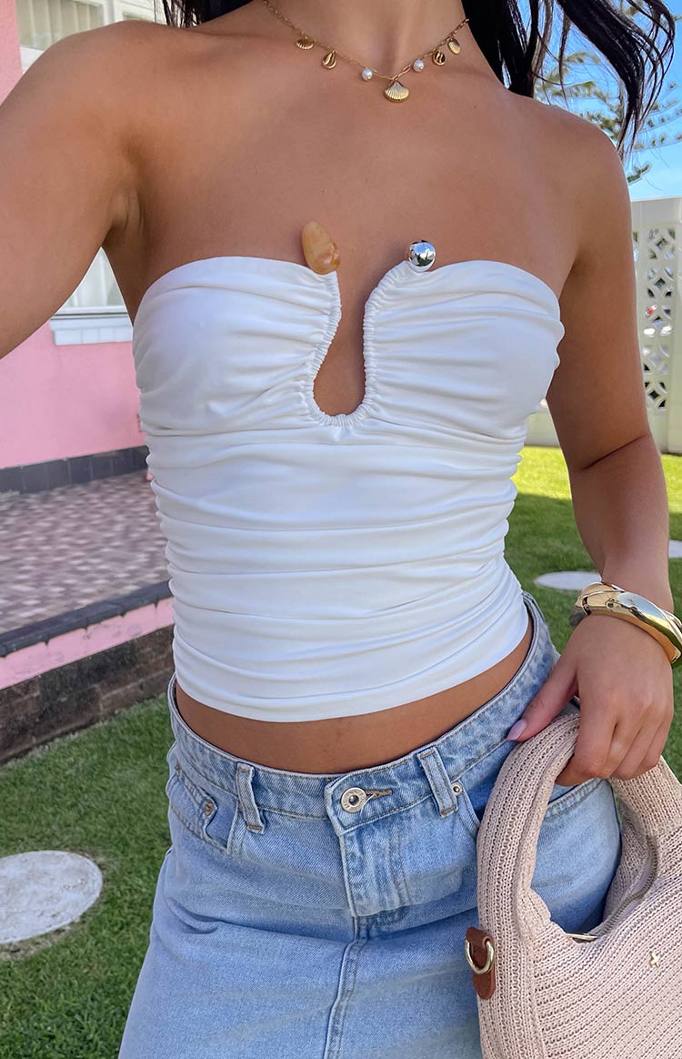 Kassy White Strapless Top Image