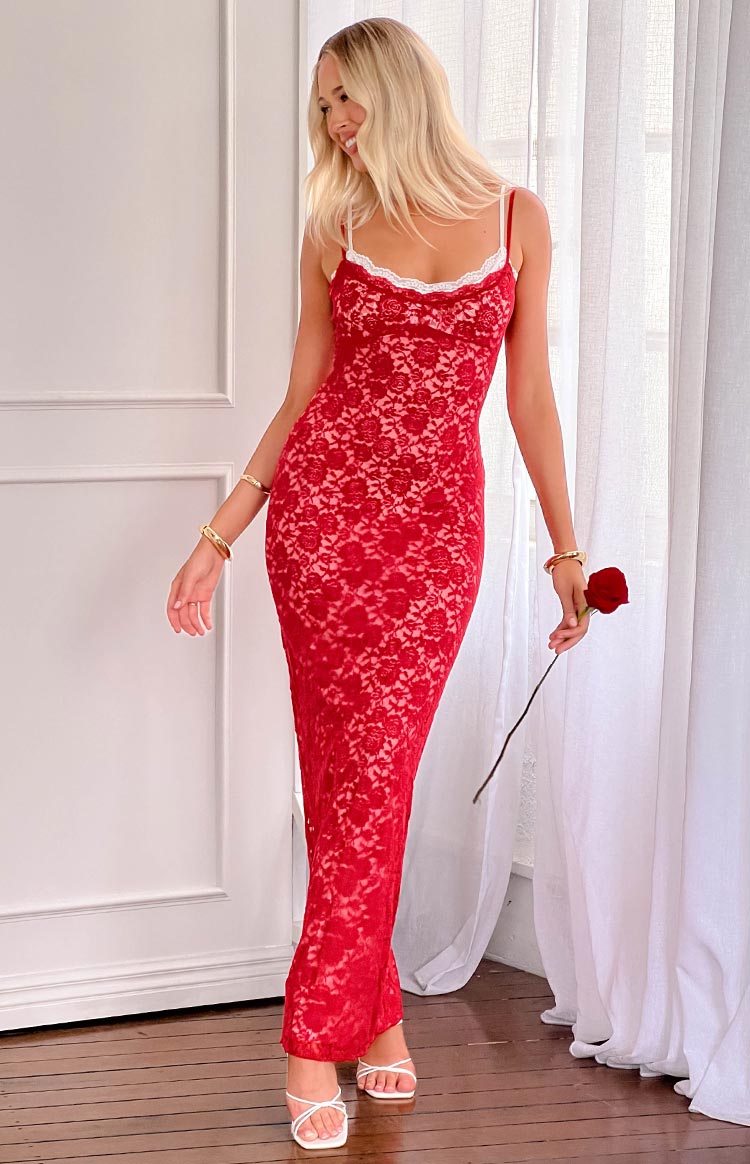 Kata Red Lace Maxi Dress Image