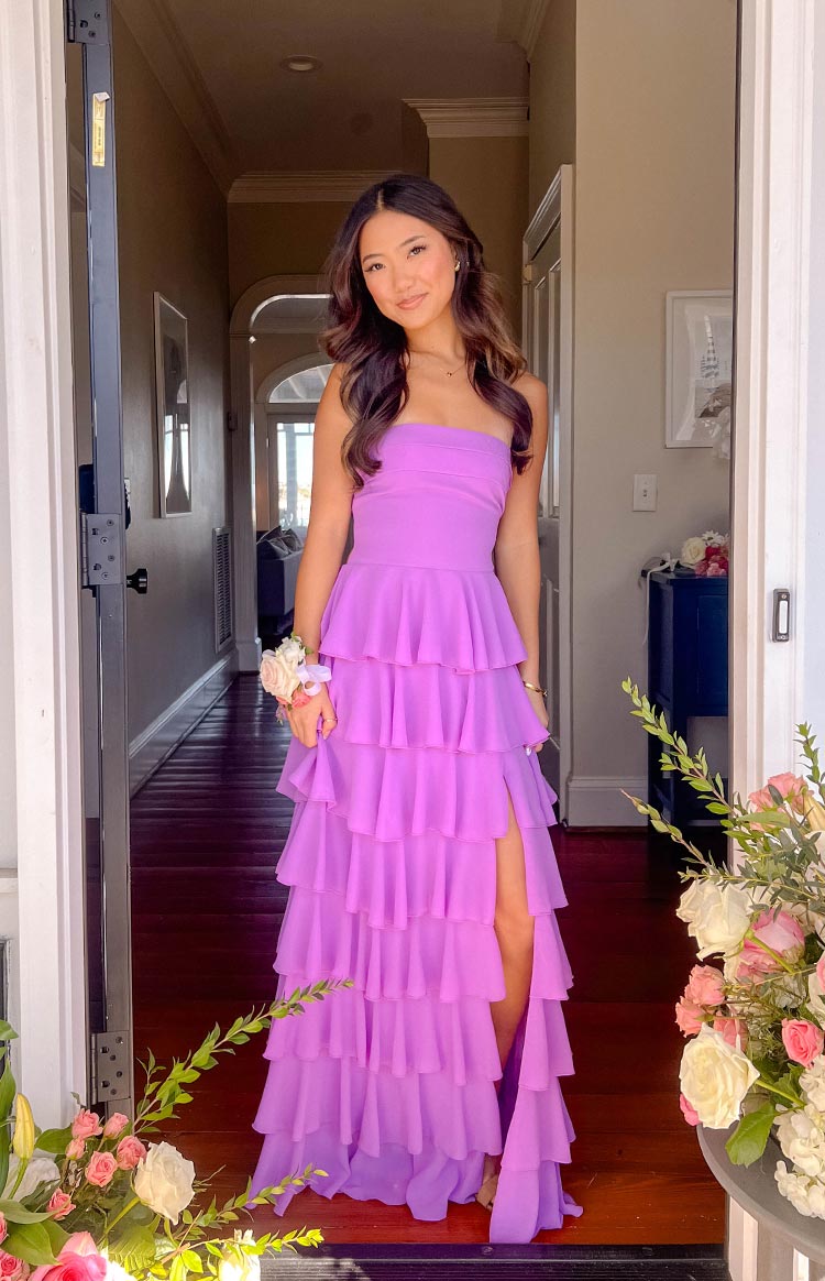Kim Magenta Strapless Ruffle Maxi Dress Image