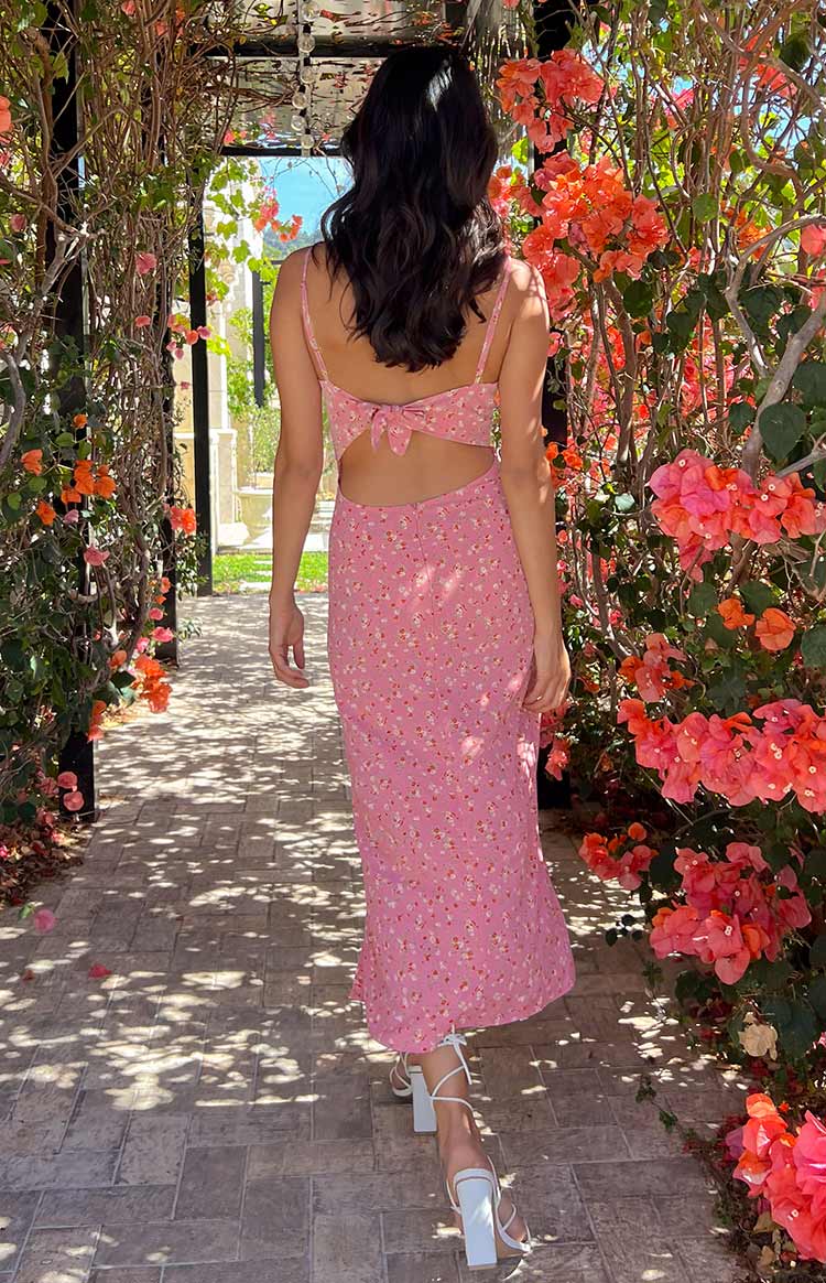 Kinsley Pink Floral Midi Dress Image