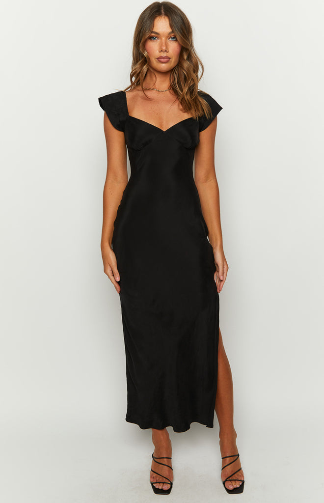 Kora Short Sleeve Black Maxi Dress – Beginning Boutique