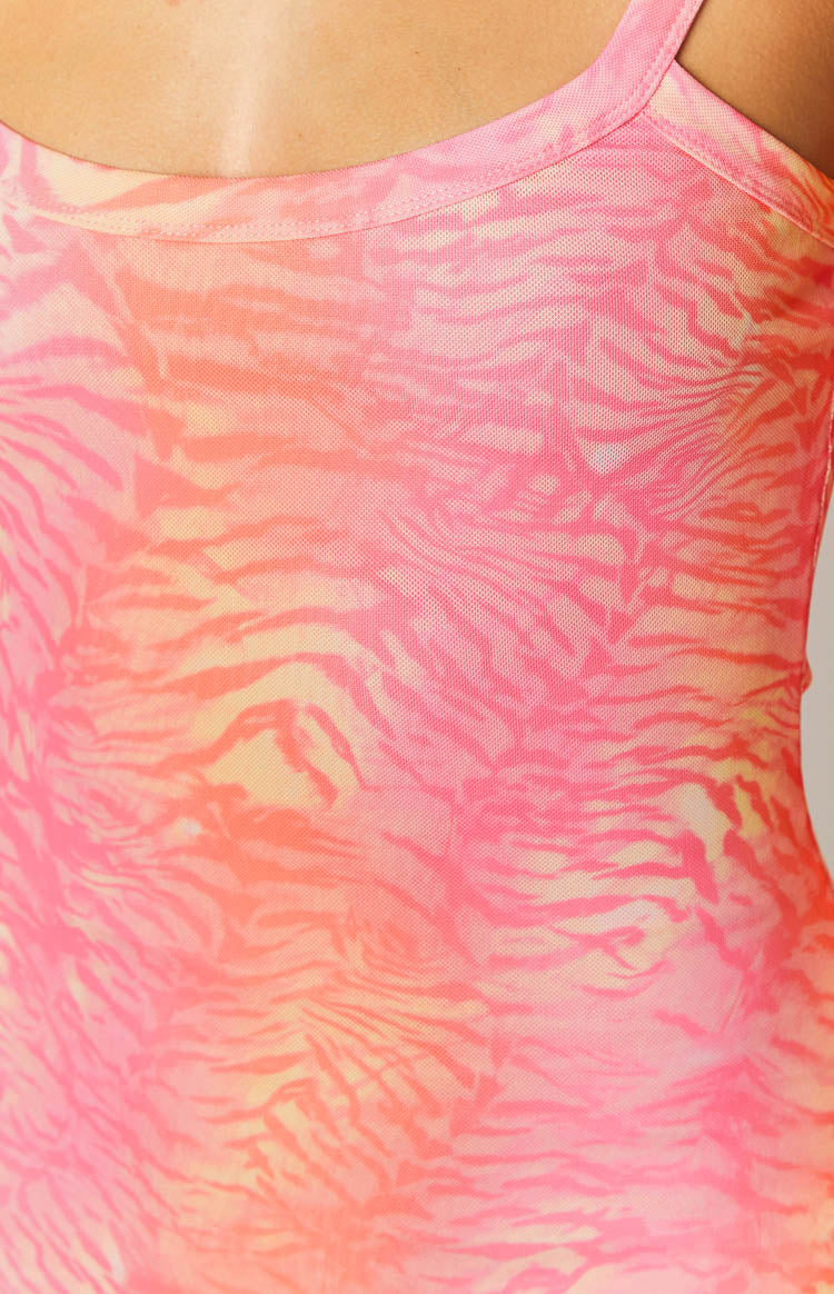 Lana Pink Sunset Tiger Print Mini Dress Image