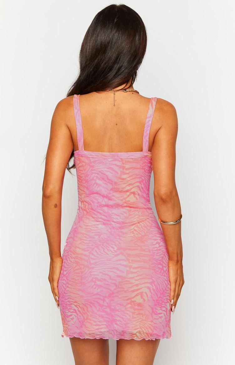Lana Pink Sunset Tiger Print Mini Dress Image