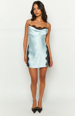 Lenette Blue Lace Detail Mini Party Dress Image