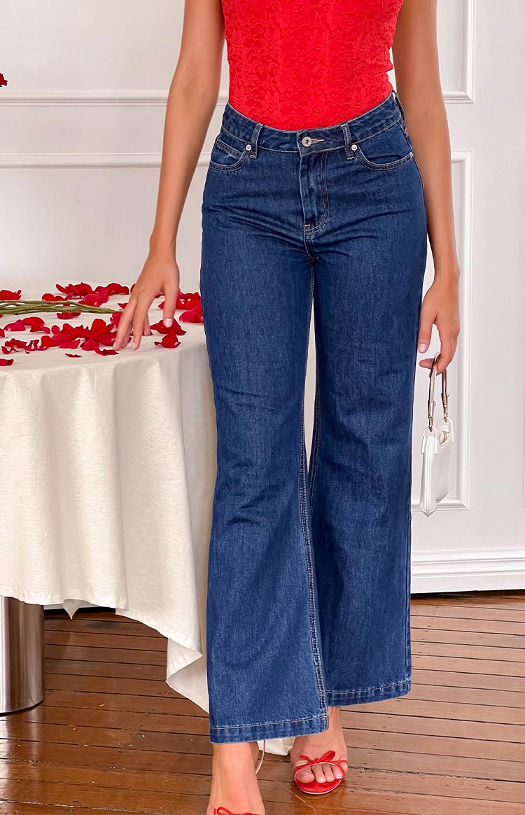 Lenny Dark Blue Denim Flare Jeans Image