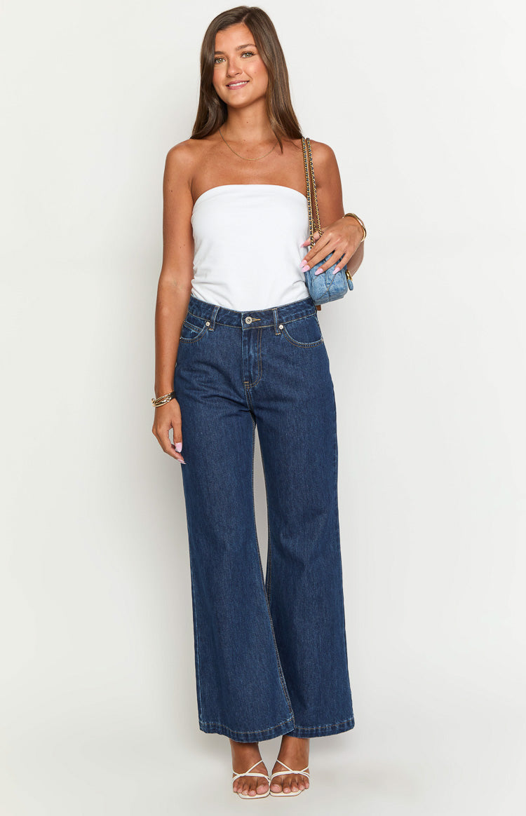 Lenny Dark Blue Denim Flare Jeans Image