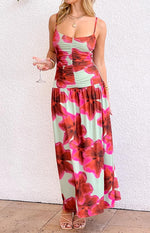 Lilliana Green Floral Print Maxi Dress Image