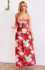 Lilliana Green Floral Print Maxi Dress Image