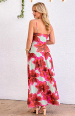 Lilliana Green Floral Print Maxi Dress Image
