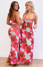 Lilliana Green Floral Print Maxi Dress Image