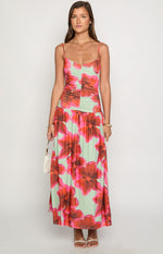 Lilliana Green Floral Print Maxi Dress Image