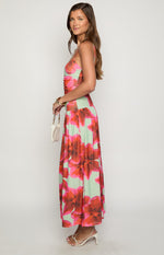 Lilliana Green Floral Print Maxi Dress Image